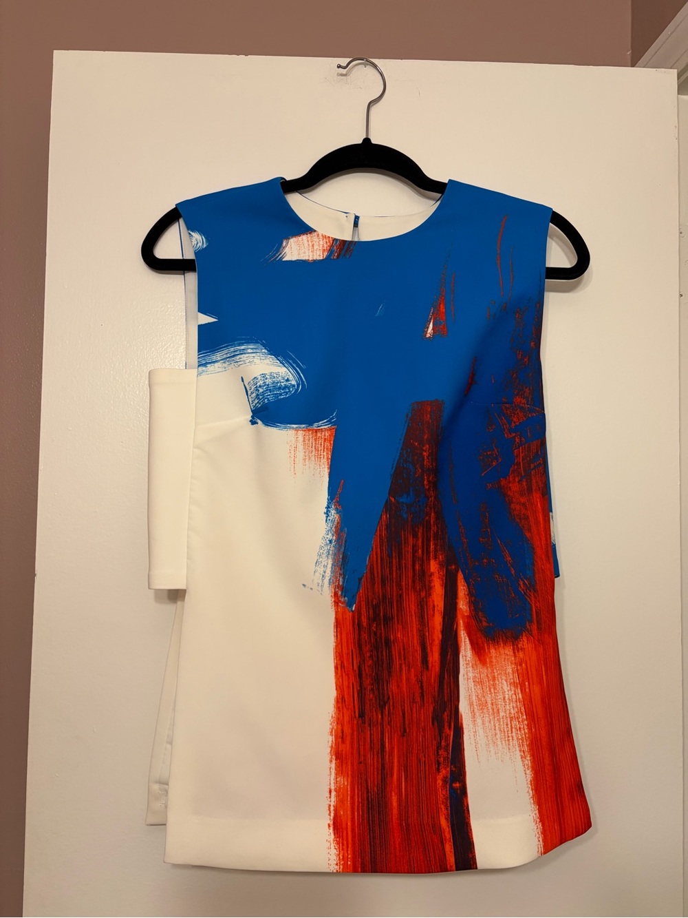 Red White & Blue Abstract Brushstroke Print Sleeveless Side Cutout Milly Top